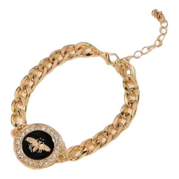 Bee Circle Charm Bracelet Elegant Vintage-Inspired Design NEW - Picture 1 of 3